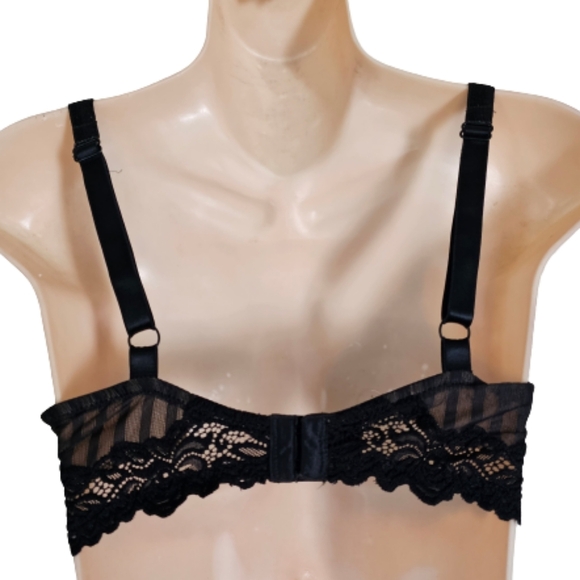 Lunaire Whimsy Barbados Lace Demi Black Bra 15211 Size Women's 38C - Picture 4 of 11